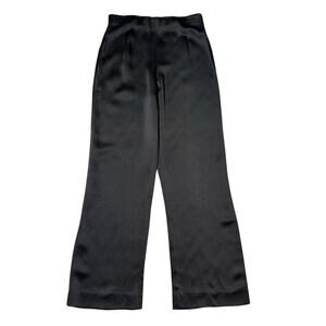 Lafayette 148 NY brown satin wide leg side zip high rise dress pants 6